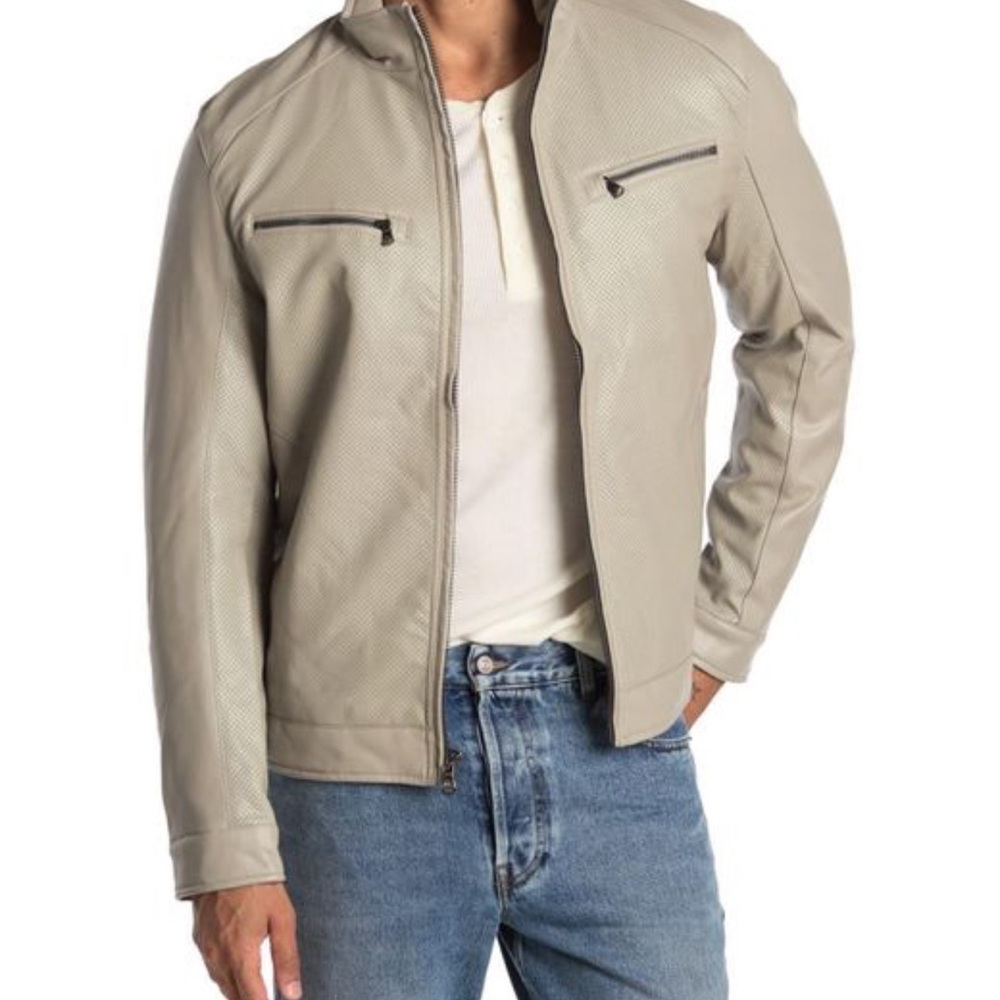 Michael Kors' Moto Jacket Perforated Faux Leather Medium Brand NEW as sh…